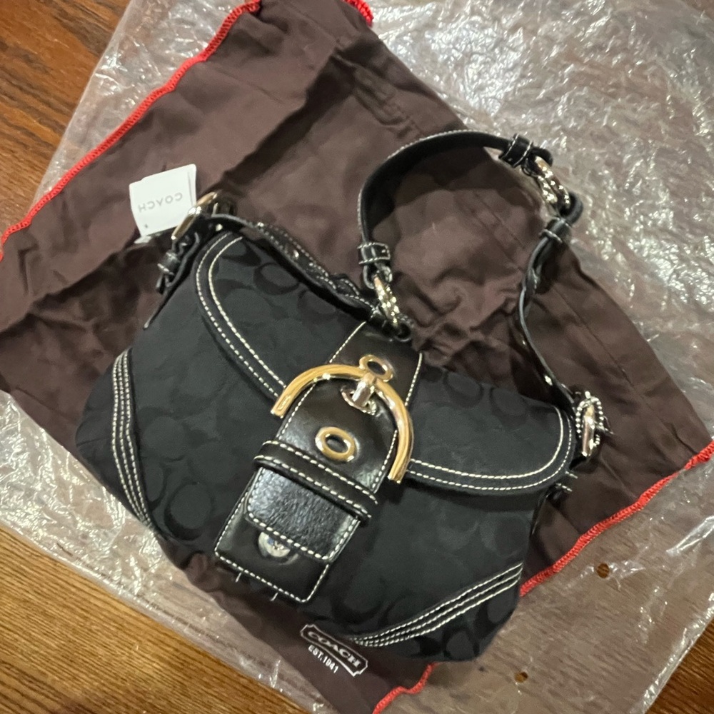 Coach Black Mini Bag with silver Accents